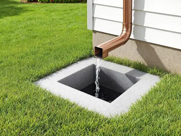 Downspout with splash block