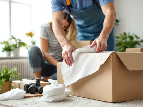 Movers packing boxes