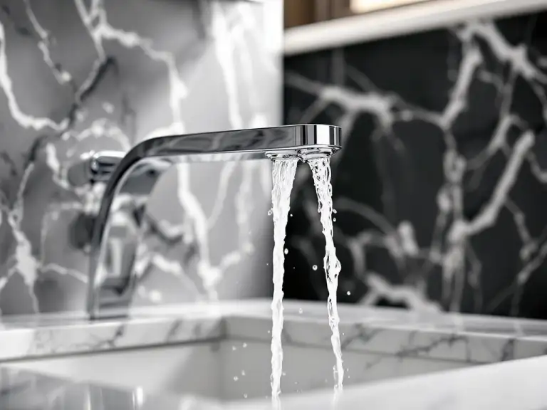 Modern kitchen with new faucet and plumbing