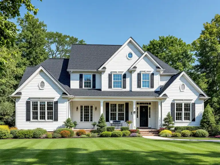 Suburban home with newly installed asphalt shingle roof